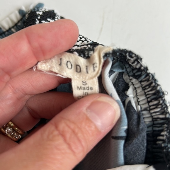 JODIFL black slate blue white wide leg elastic band pockets sheer pant cover up - Picture 10 of 15